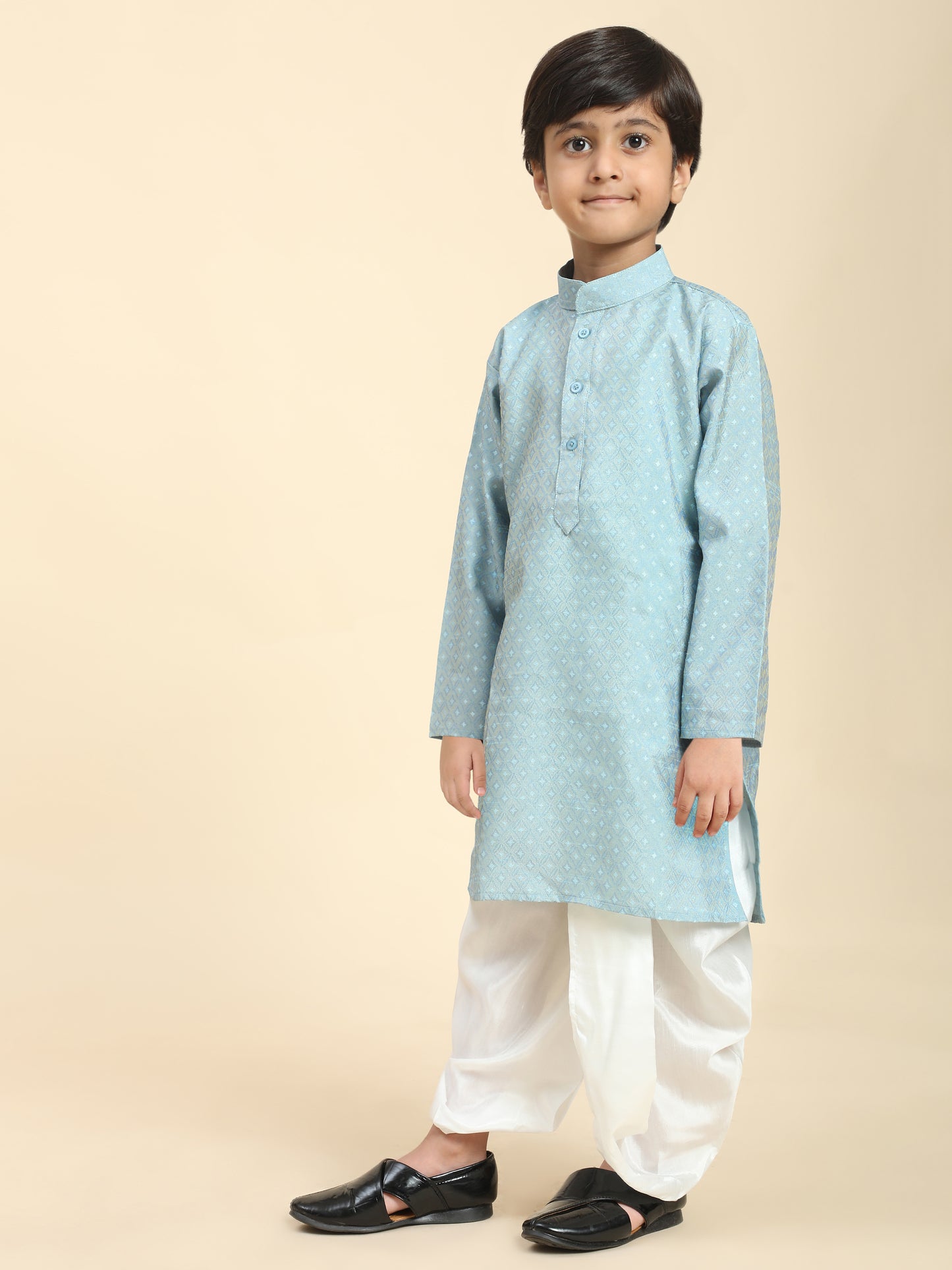 Pro-Ethic Style Developer Boys Traditional Dhoti Kurta For Kid's Ethnic Wear | Cotton Dhoti Kurta (Firozi)