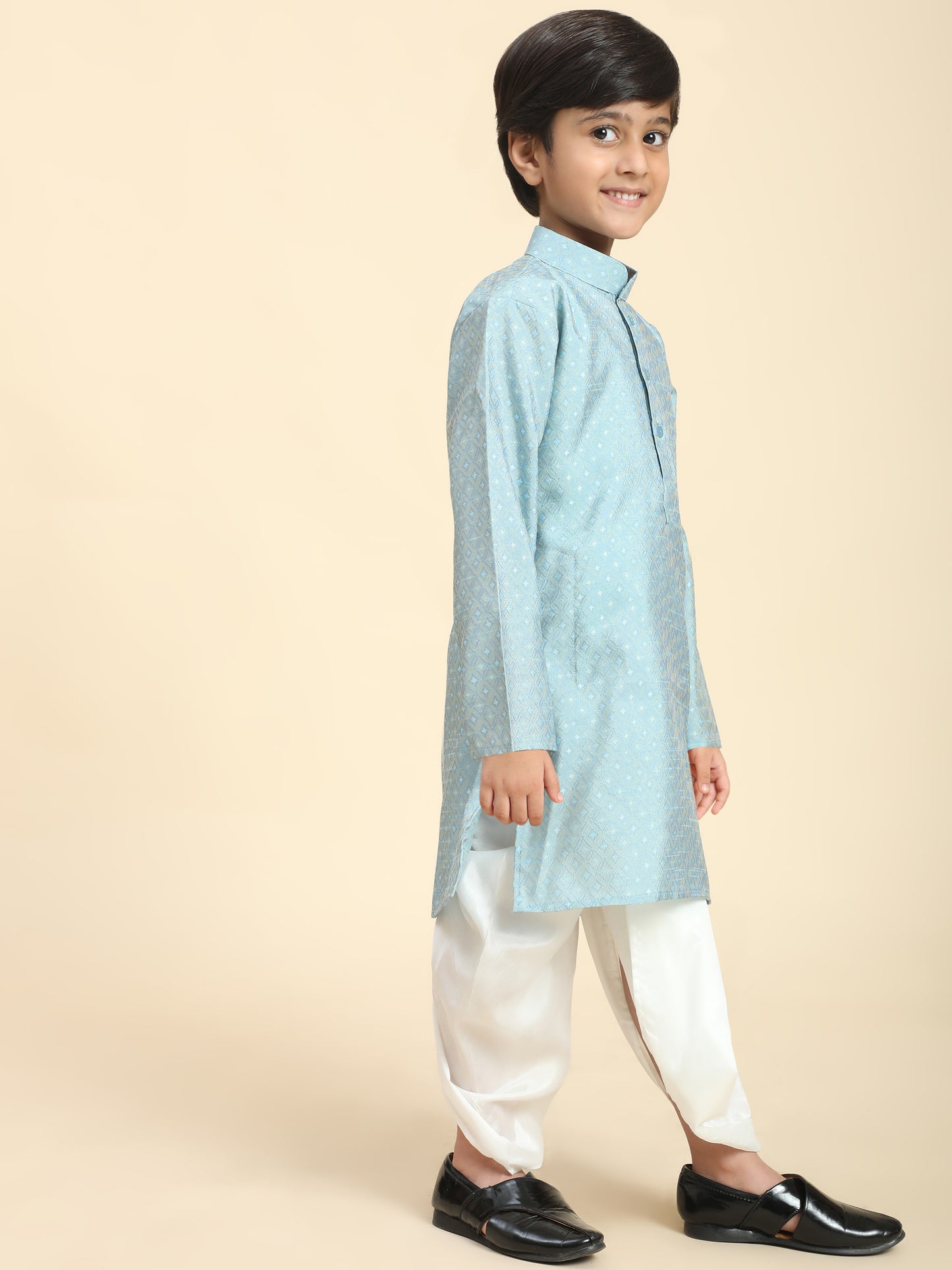 Pro-Ethic Style Developer Boys Traditional Dhoti Kurta For Kid's Ethnic Wear | Cotton Dhoti Kurta (Firozi)