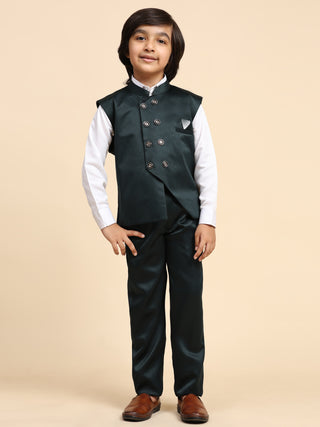 Pro-Ethic Style Developer Boy's Dark Green 3 Piece Suit Set for Kids Cotton Plain Pattern