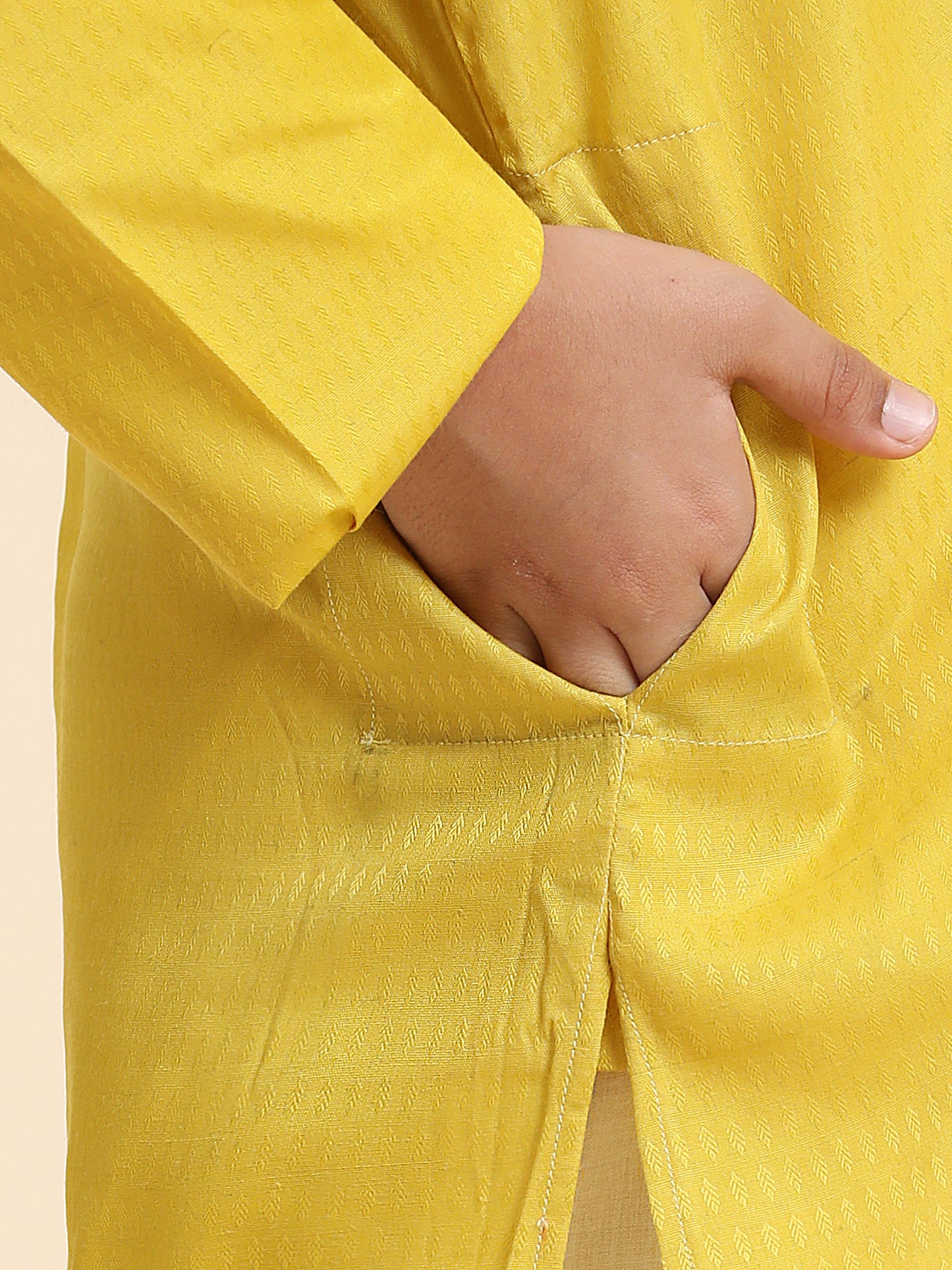 Pro-Ethic Style Developer Lemon Boy's Cotton Self Design Kurta Pyjama for Kids Ethnic Wear (S-241)