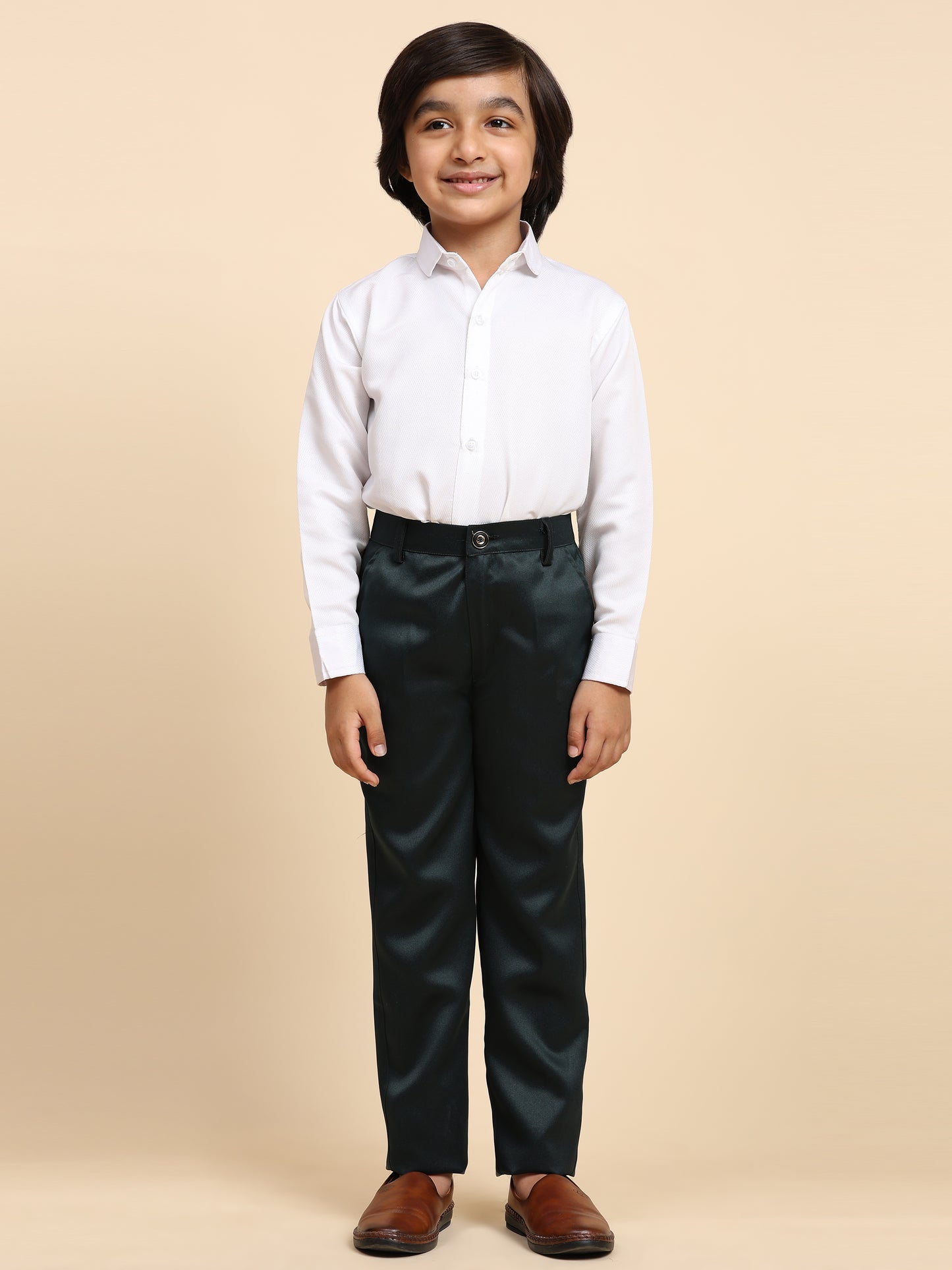 Pro-Ethic Style Developer Boy's Dark Green 3 Piece Suit Set for Kids Cotton Plain Pattern