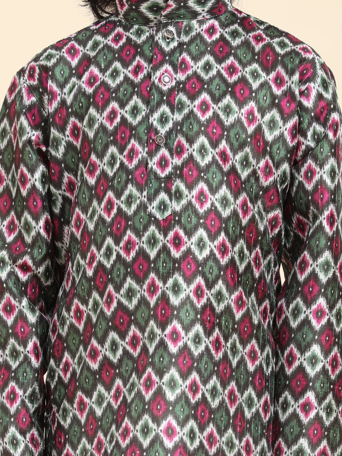 Pro-Ethic Style Developer Boys Silk Kurta Pajama for Kid's Ethnic Wear | Jacquard Silk Kurta Pajama (S-235) Green