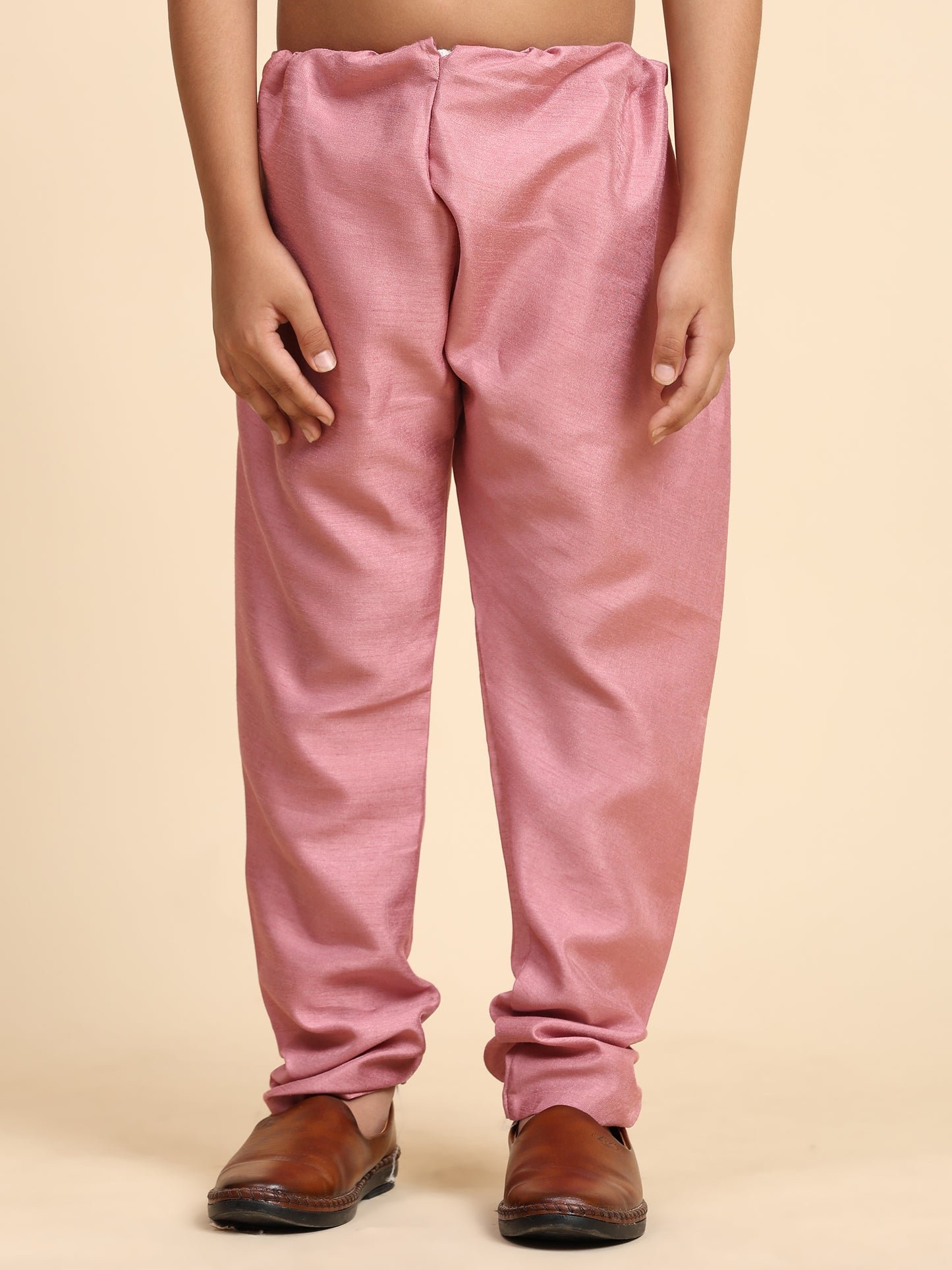 Pro-Ethic Style Developer Pink Kurta Pajama for Kids Boys with Waistcoat | Silk | Floral | Traditional Dress (S-240)