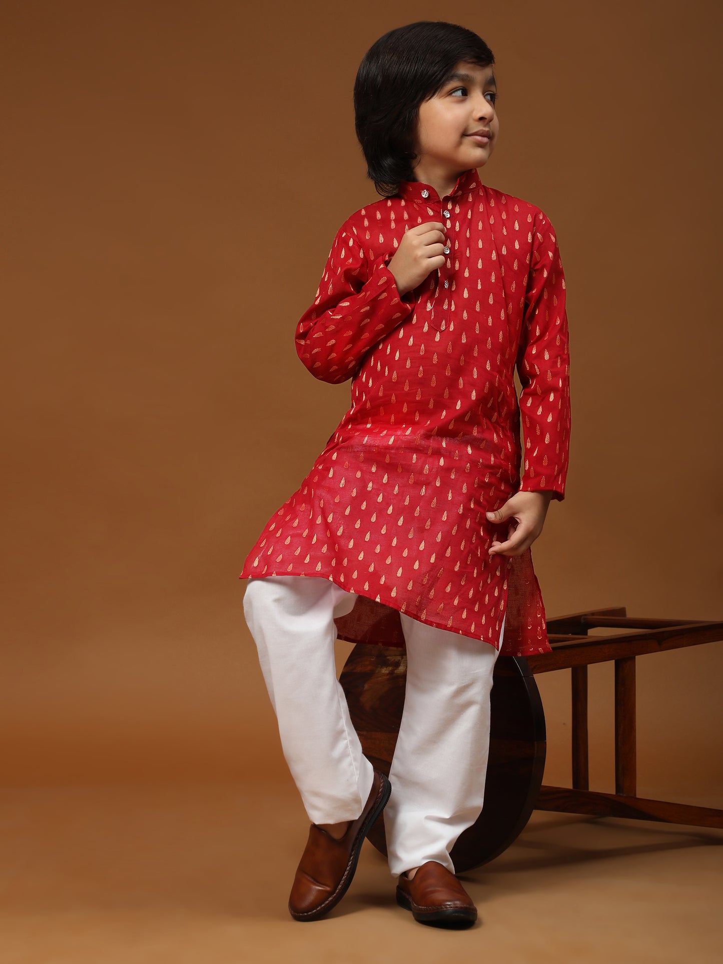 Pro-Ethic Style Developer Cotton Kurta Pajama For Kid's Boys Traditional dress Kurta Pajama set (S-234),Maroon