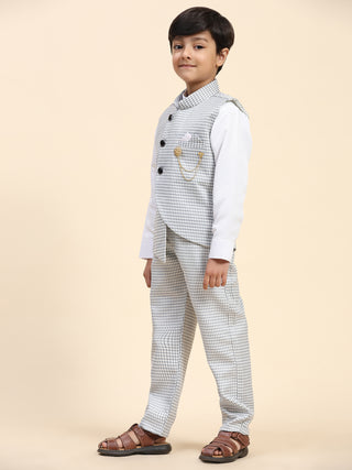 Pro-Ethic Style Developer Boy's 3 Piece Suit Set for Kids Cotton Checked Pattern (T-138) Black