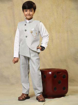 Pro-Ethic Style Developer Boy's 3 Piece Suit Set for Kids Cotton Checked Pattern (T-138) Black