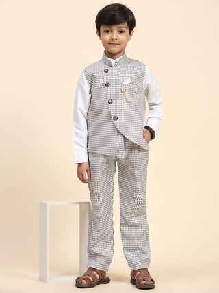 Pro-Ethic Style Developer Boy's 3 Piece Suit Set for Kids Cotton Checked Pattern (T-138) Brown