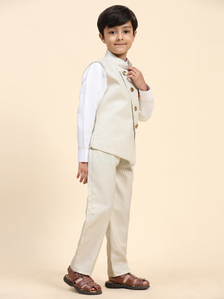 Pro-Ethic Style Developer Boy's 3 Piece Suit Set for Kids Cotton Checked Pattern (T-138) Light Brown