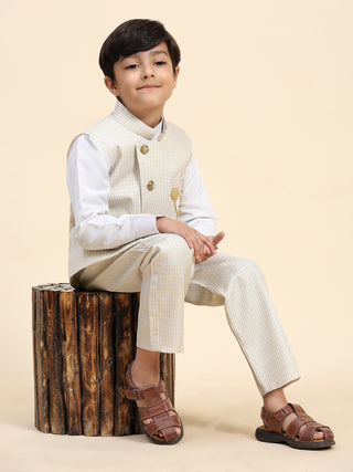 Pro-Ethic Style Developer Boy's 3 Piece Suit Set for Kids Cotton Checked Pattern (T-138) Light Brown