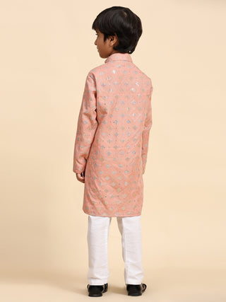 Pro-Ethic Style Developer Boys Cotton Kurta Pajama for Kid's Ethnic Wear | Jacquard Cotton Kurta Pajama (Pink)
