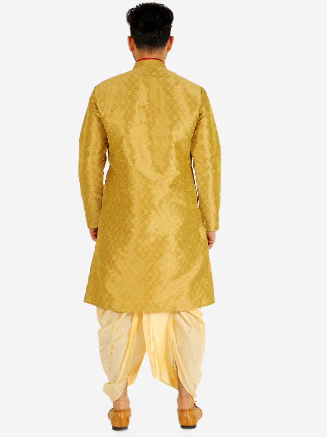 Pro Ethic Men's Dhoti Kurta Set Silk - Mehndi (A-105)