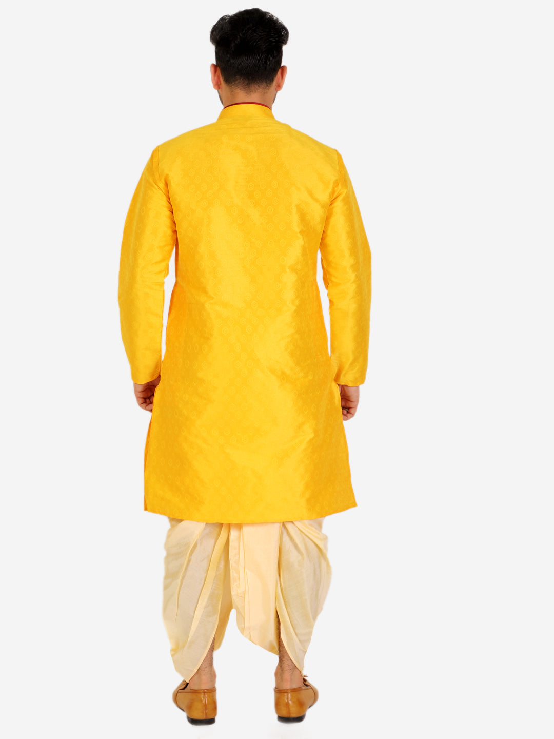 Pro Ethic Men's Dhoti Kurta Set Silk - Yellow (A-105)