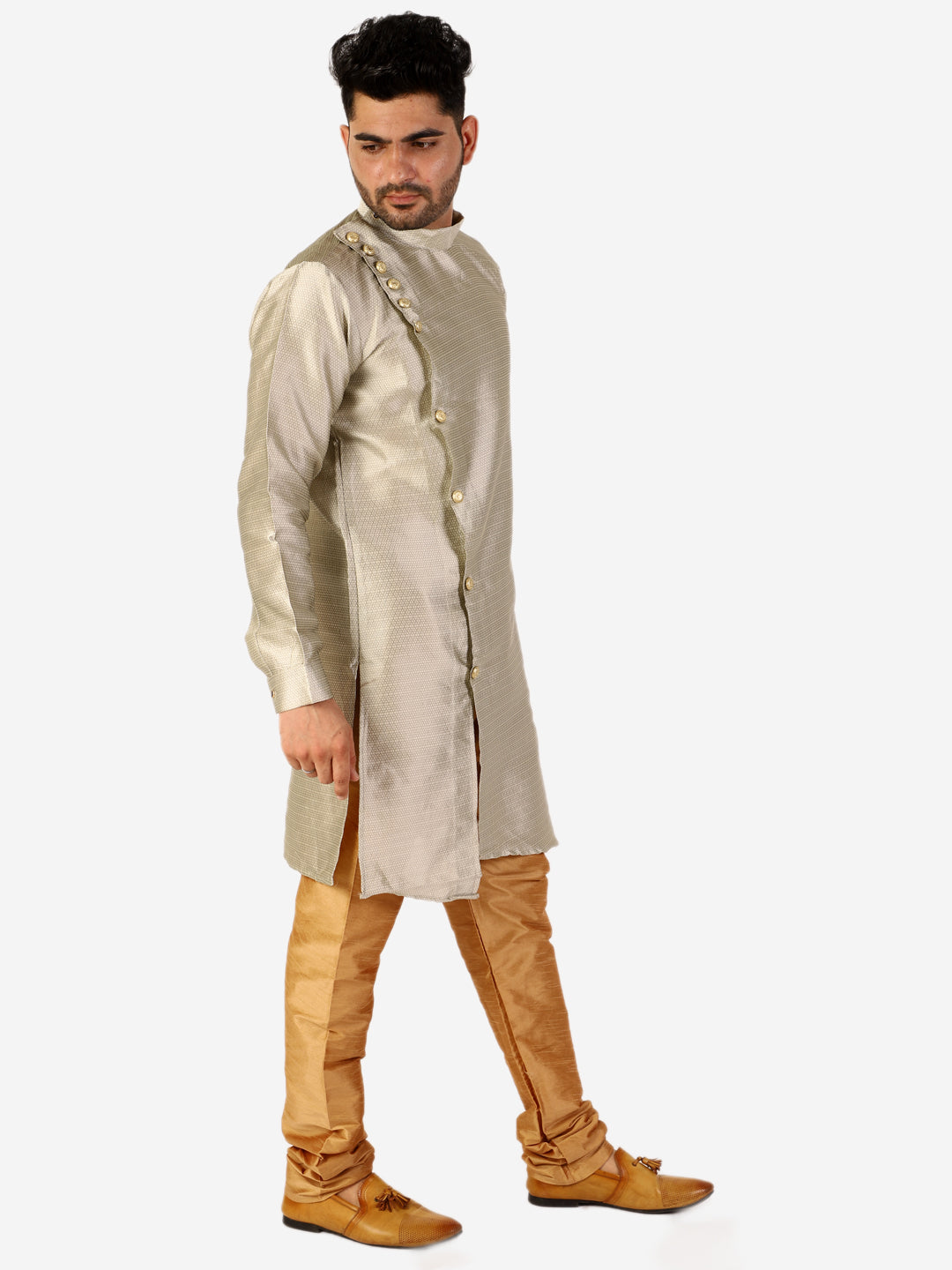Pro Ethic Cream Men's Kurta Pajama Silk Self Design (A-102)