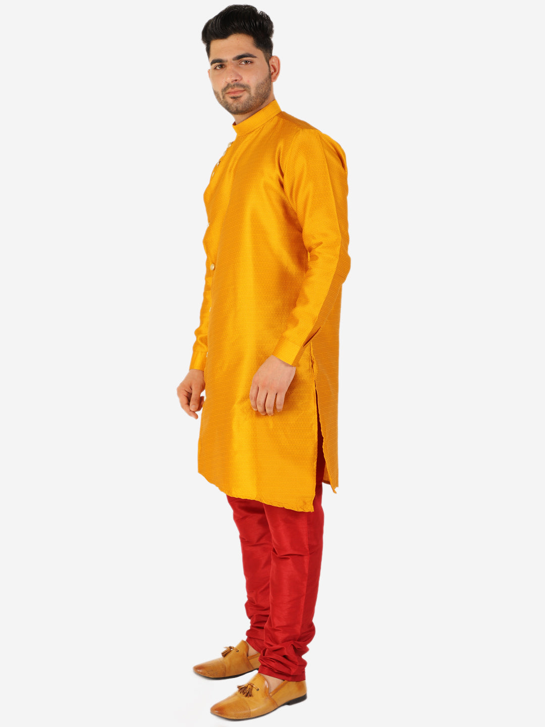 Pro Ethic Mustard Men's Kurta Pajama Silk Self Design (A-102)