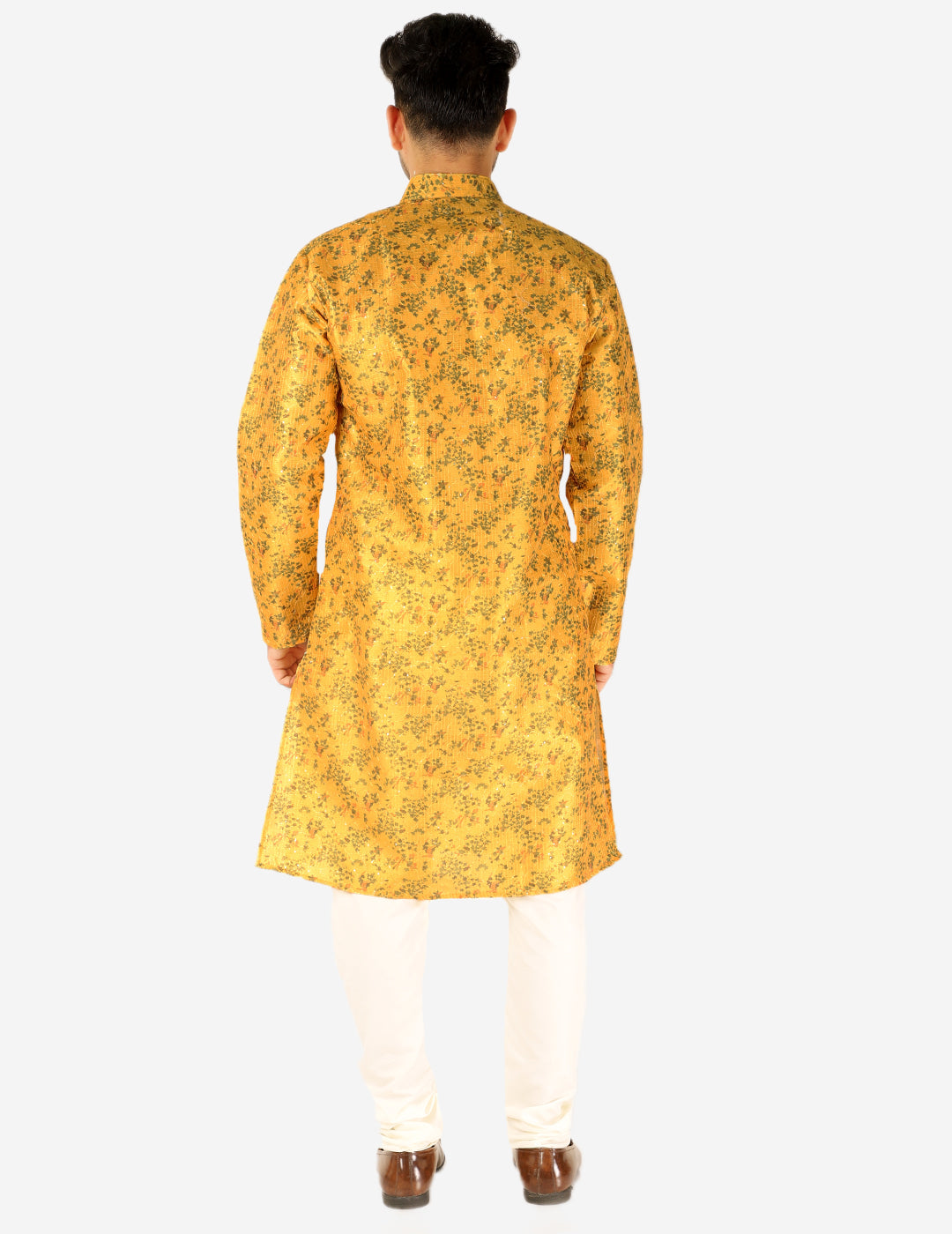 Pro Ethic Men's Kurta Pajama Set Silk - Asymmetrical Style - Yellow (A-107)