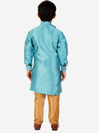 Pro Ethic Boy's Silk Jacquard Style Firozi Kurta Pajama Set (S-162)