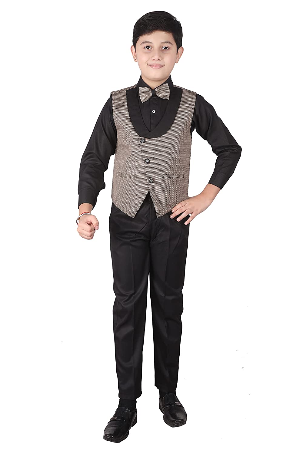 Pro Ethic Three Piece Suit For Boys Cotton Beige Floral Print T-120