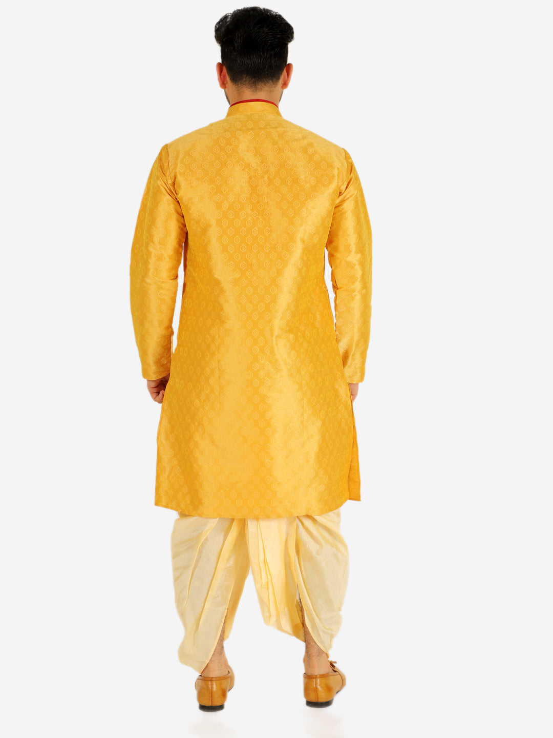 Pro Ethic Men's Dhoti Kurta Set Silk - Mustard (A-105)