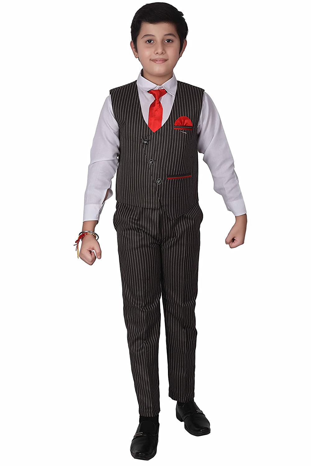 Pro Ethic Three Piece Suit For Boys Cotton Maroon Floral Print T-118