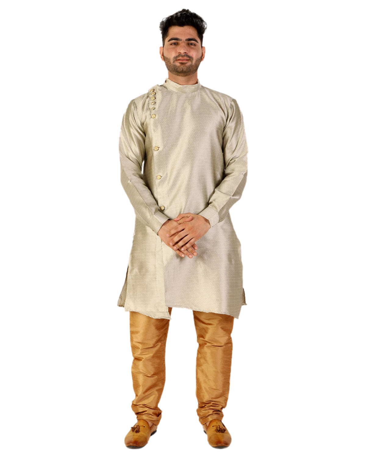 Pro Ethic Cream Men's Kurta Pajama Silk Self Design (A-102)