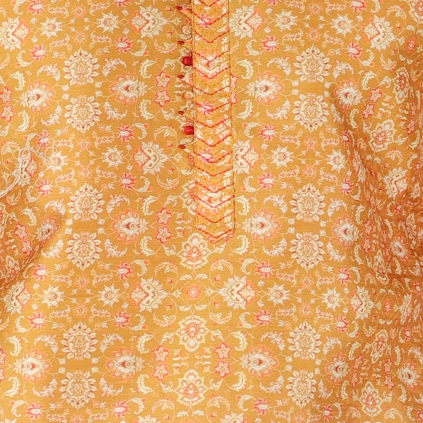 Pro-Ethic Men's Silk Kurta Pajama | Mandarin Collar | Floral Print | Gold (A-110) Pro Ethic