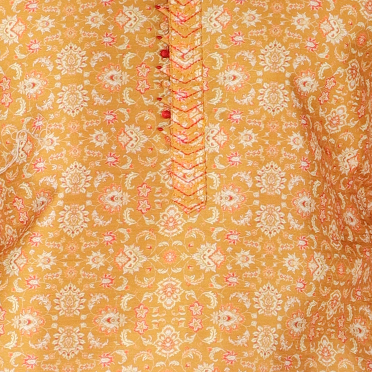 Pro-Ethic Men's Silk Kurta Pajama | Mandarin Collar | Floral Print | Gold (A-110) Pro Ethic