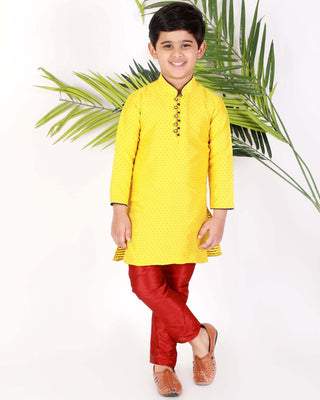 Boys Ethnic Wear Kurta Pajama - Silk Yellow S135