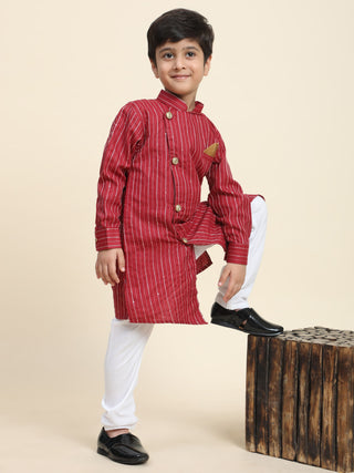 Pro-Ethic Style Developer Boys Cotton Kurta Pajama for Kid's| Floral Traditional Dress (S-217) Maroon