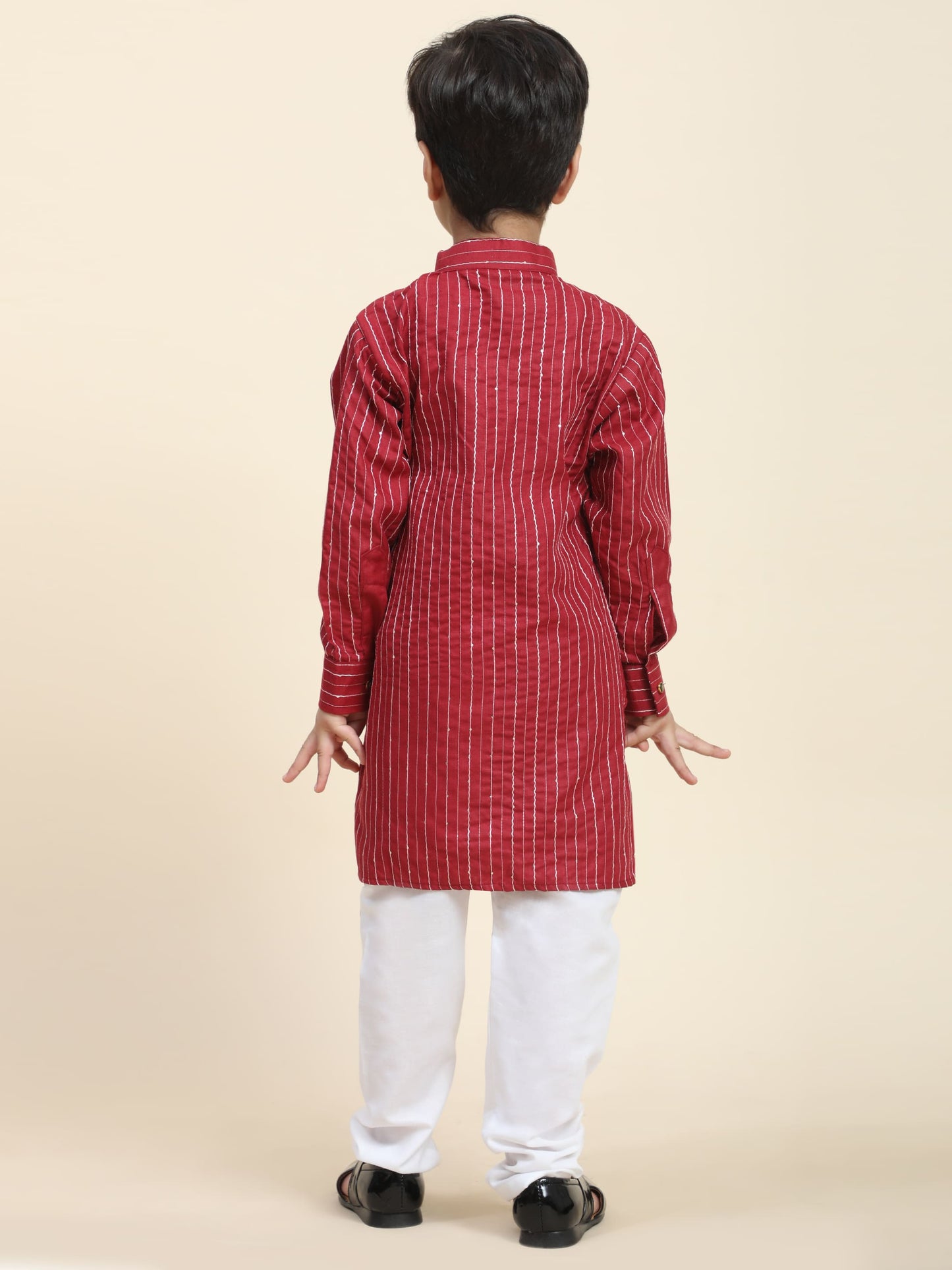 Pro-Ethic Style Developer Boys Cotton Kurta Pajama for Kid's| Floral Traditional Dress (S-217) Maroon