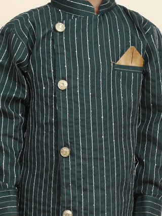 Pro-Ethic Style Developer Boys Cotton Kurta Pajama for Kid's| Floral Traditional Dress (S-217) Dark Green
