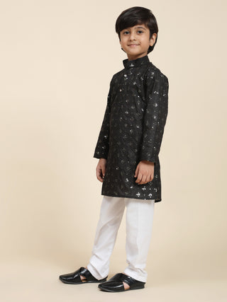 Pro-Ethic Style Developer Boys Cotton Kurta Pajama for Kid's Ethnic Wear | Jacquard Cotton Kurta Pajama (Black)