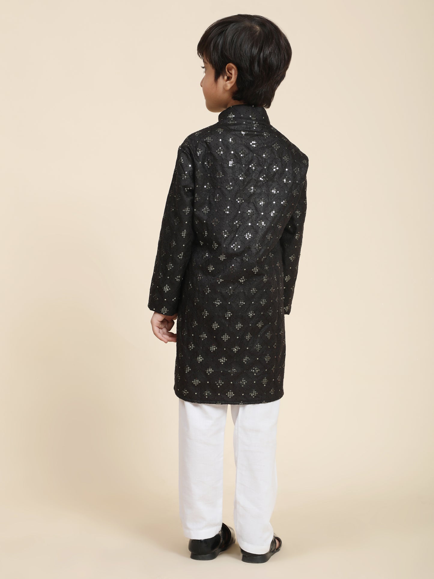 Pro-Ethic Style Developer Boys Cotton Kurta Pajama for Kid's Ethnic Wear | Jacquard Cotton Kurta Pajama (Black)