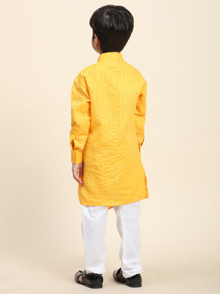 Pro-Ethic Style Developer Boys Cotton Kurta Pajama for Kid's| Floral Traditional Dress (S-217) Yellow