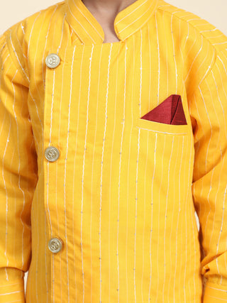 Pro-Ethic Style Developer Boys Cotton Kurta Pajama for Kid's| Floral Traditional Dress (S-217) Yellow