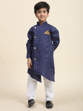 Pro-Ethic Style Developer Boys Cotton Kurta Pajama for Kid's| Floral Traditional Dress (S-217) Navy Blue