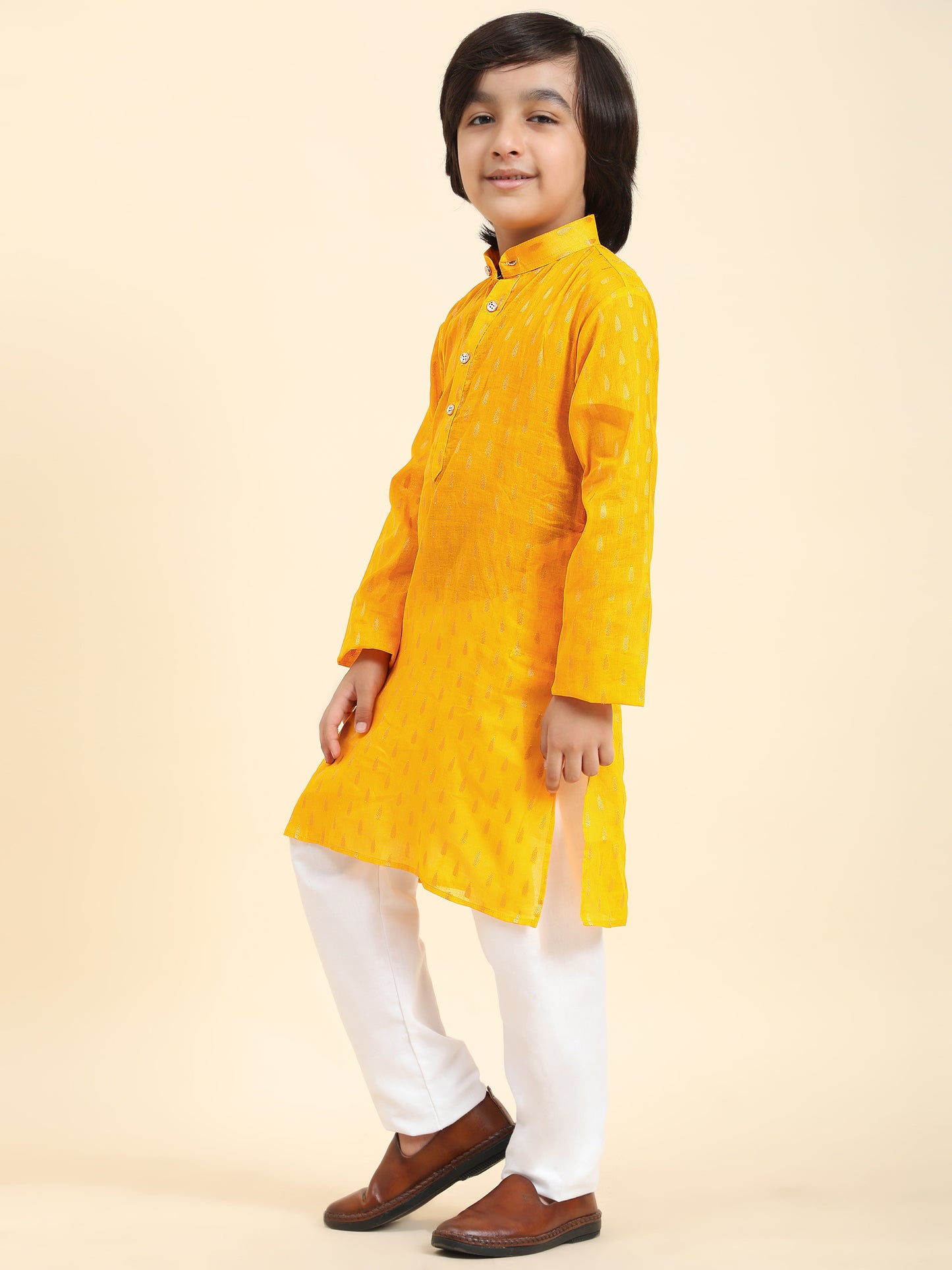 Pro-Ethic Style Developer Cotton Kurta Pajama For Kid's Boys Traditional dress Kurta Pajama set (S-234),Yellow