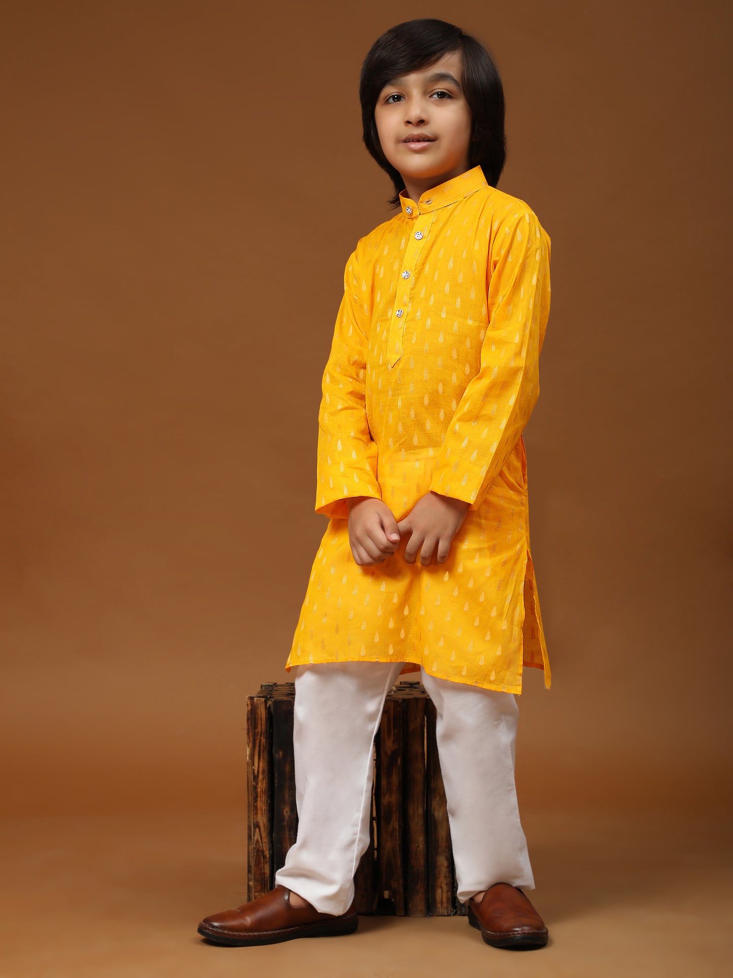 Pro-Ethic Style Developer Cotton Kurta Pajama For Kid's Boys Traditional dress Kurta Pajama set (S-234),Yellow