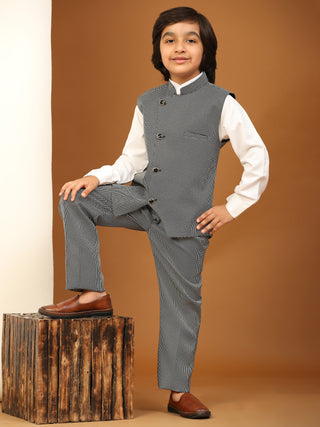 Pro-Ethic Style Developer Boy's 3 Piece Black Suit Set Cotton Checked Pattern (T-136)