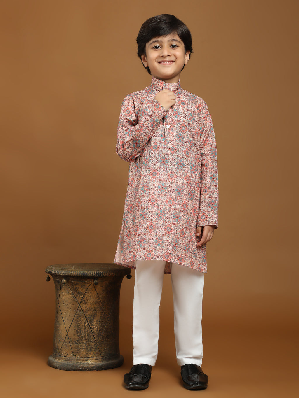 Pro-Ethic Style Developer Boys Cotton Kurta Pajama for Kid's Ethnic wear for Boys (Pink)