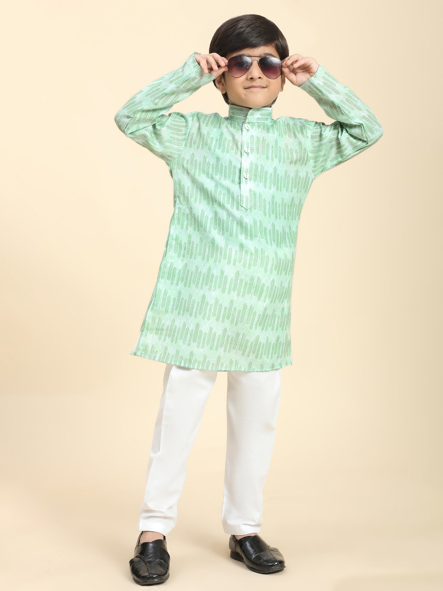 Pro-Ethic Style Developer Boys Cotton Kurta Pajama for Kid's Traditiona Dress for Boy's (Green)