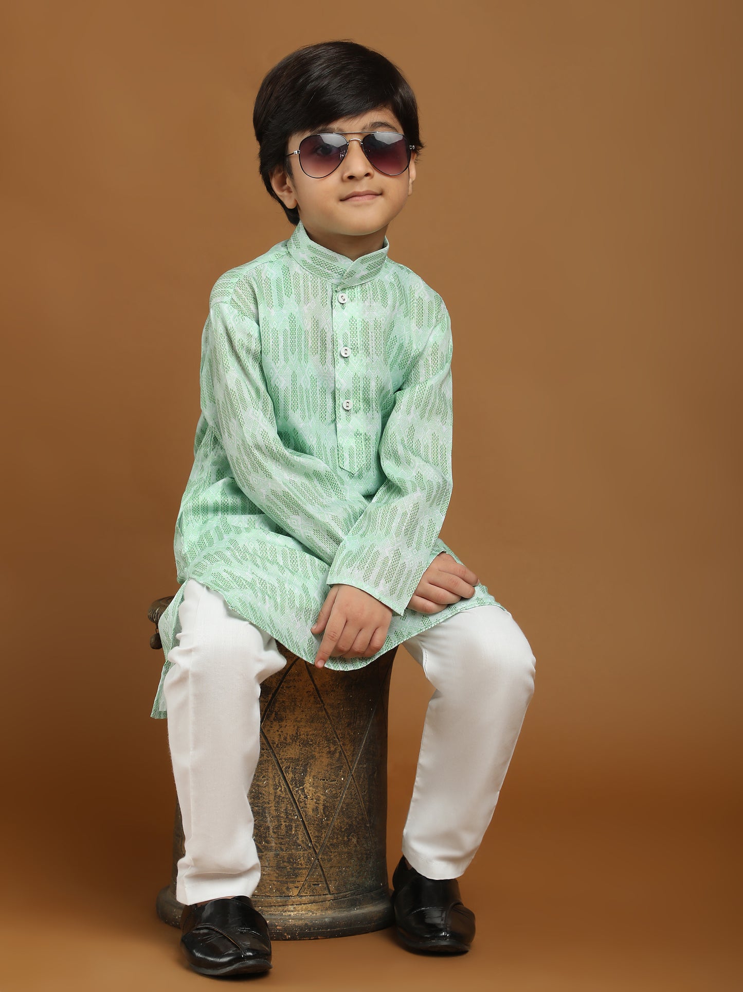 Pro-Ethic Style Developer Boys Cotton Kurta Pajama for Kid's Traditiona Dress for Boy's (Green)