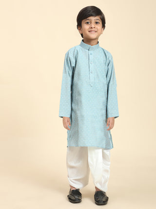 Pro-Ethic Style Developer Boys Traditional Dhoti Kurta For Kid's Ethnic Wear | Cotton Dhoti Kurta (Firozi)