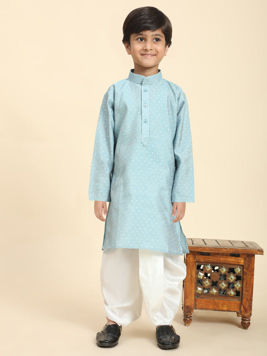 Pro-Ethic Style Developer Boys Traditional Dhoti Kurta For Kid's Ethnic Wear | Cotton Dhoti Kurta (Firozi)