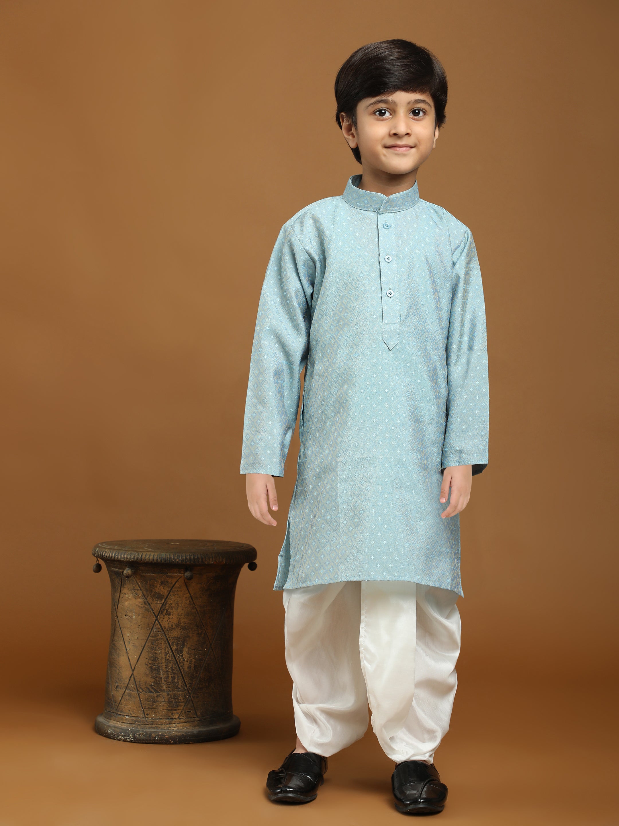 Pro-Ethic Style Developer Boys Traditional Dhoti Kurta For Kid's Ethnic Wear | Cotton Dhoti Kurta (Firozi)