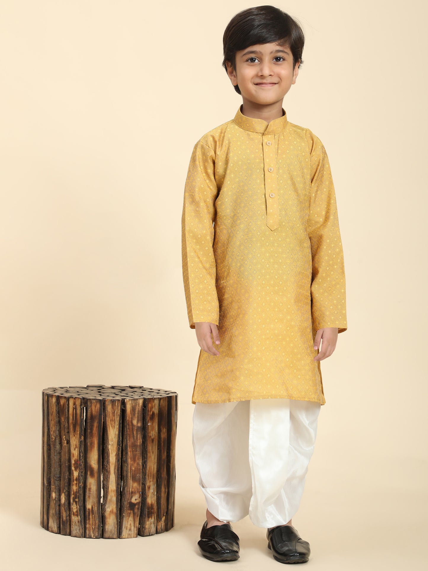 Pro-Ethic Style Developer Boys Traditional Dhoti Kurta For Kid's Ethnic Wear | Cotton Dhoti Kurta (Mustard)