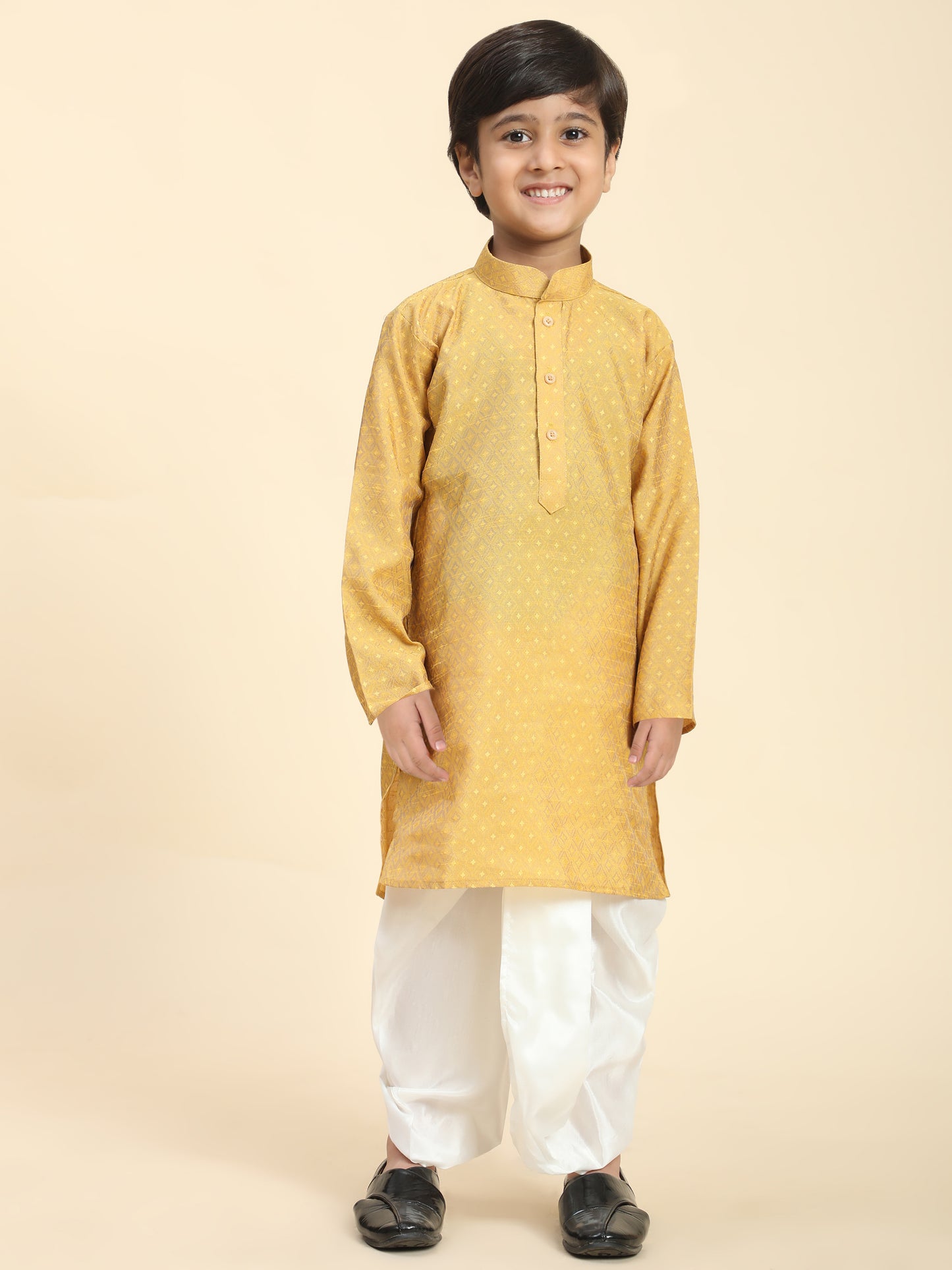 Pro-Ethic Style Developer Boys Traditional Dhoti Kurta For Kid's Ethnic Wear | Cotton Dhoti Kurta (Mustard)