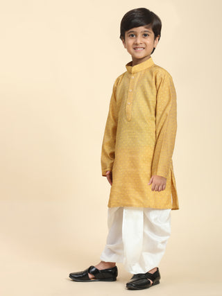 Pro-Ethic Style Developer Boys Traditional Dhoti Kurta For Kid's Ethnic Wear | Cotton Dhoti Kurta (Mustard)