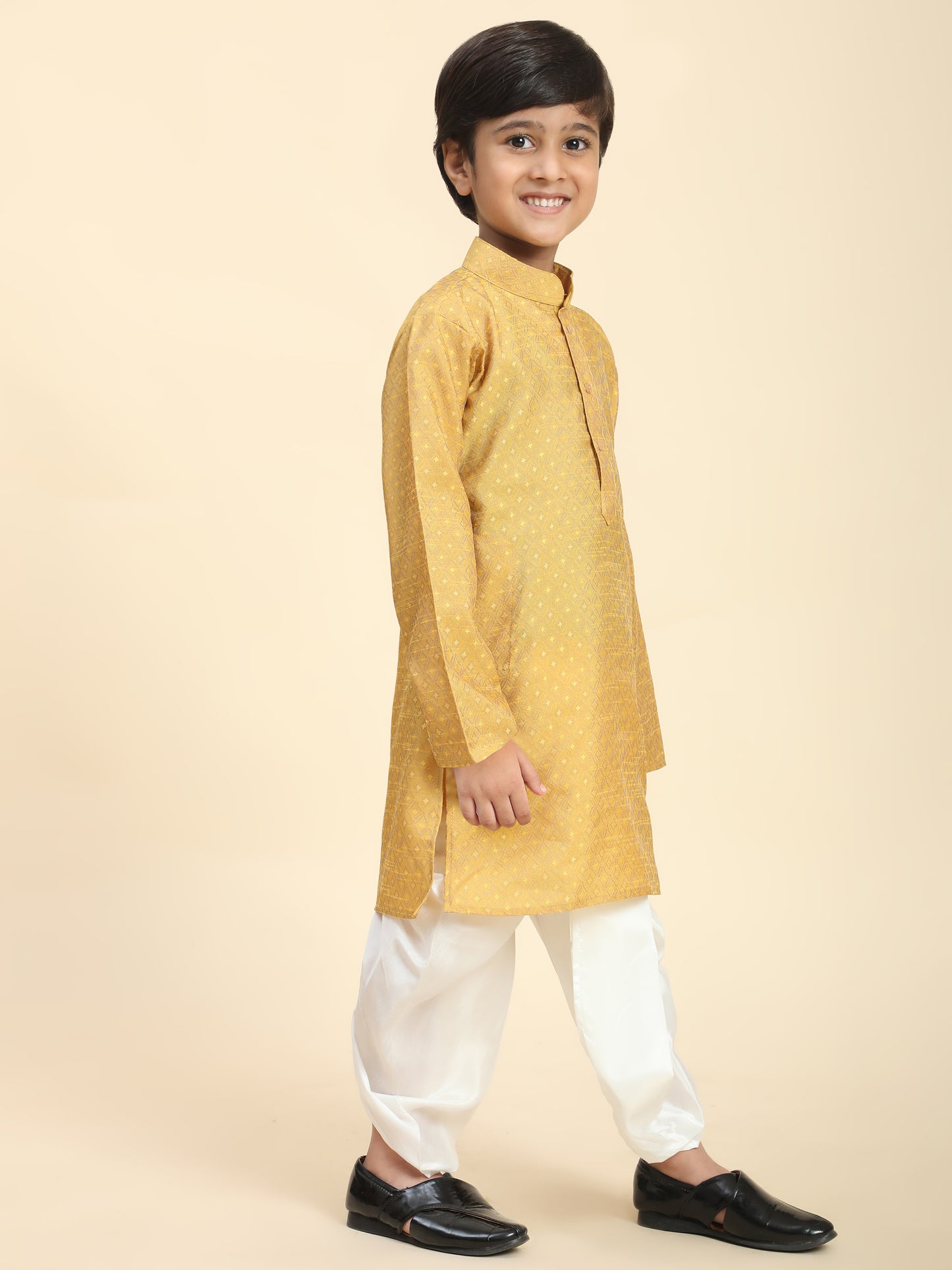 Pro-Ethic Style Developer Boys Traditional Dhoti Kurta For Kid's Ethnic Wear | Cotton Dhoti Kurta (Mustard)