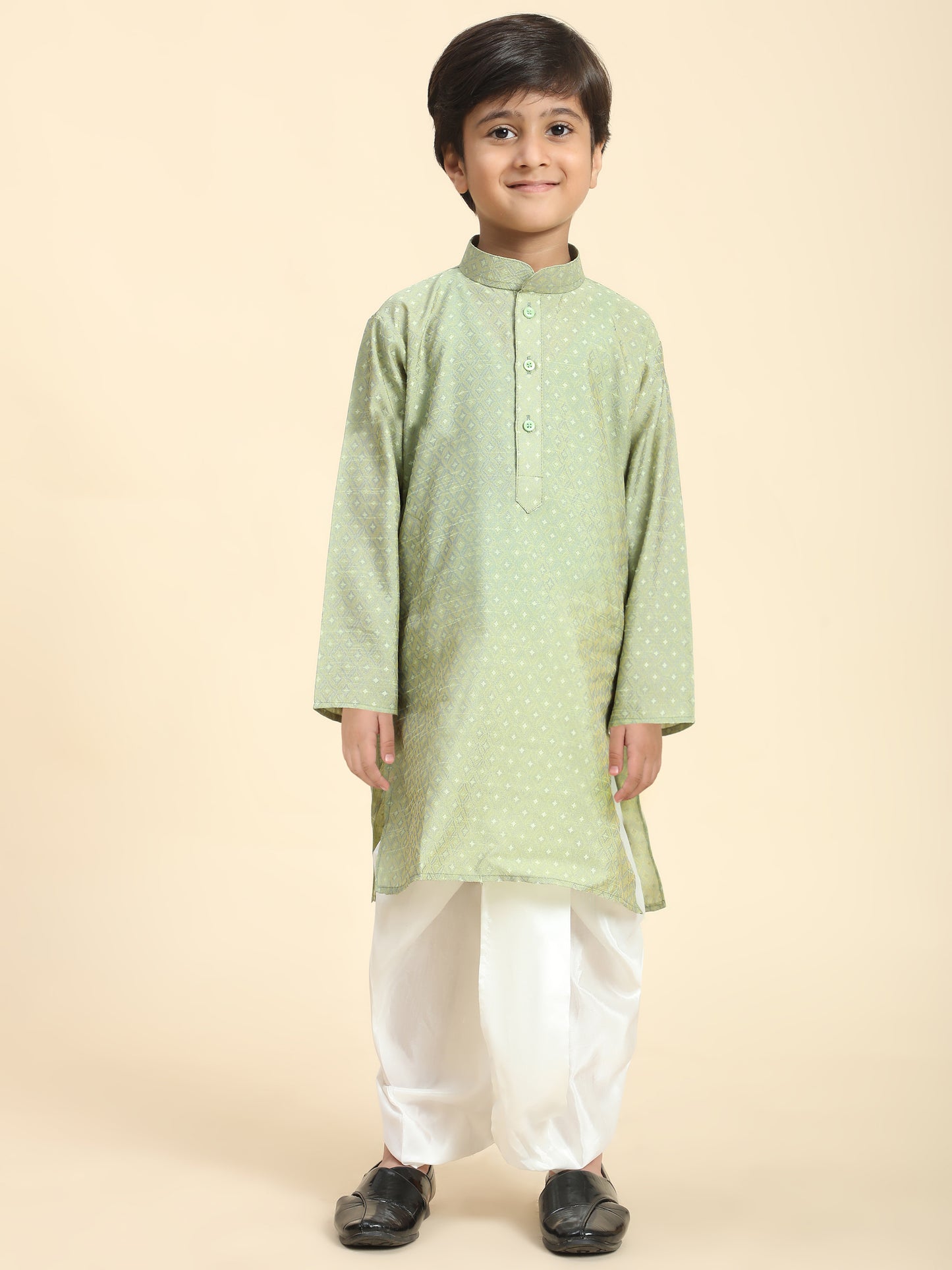 Pro-Ethic Style Developer Boys Traditional Dhoti Kurta For Kid's Ethnic Wear | Cotton Dhoti Kurta (Green)