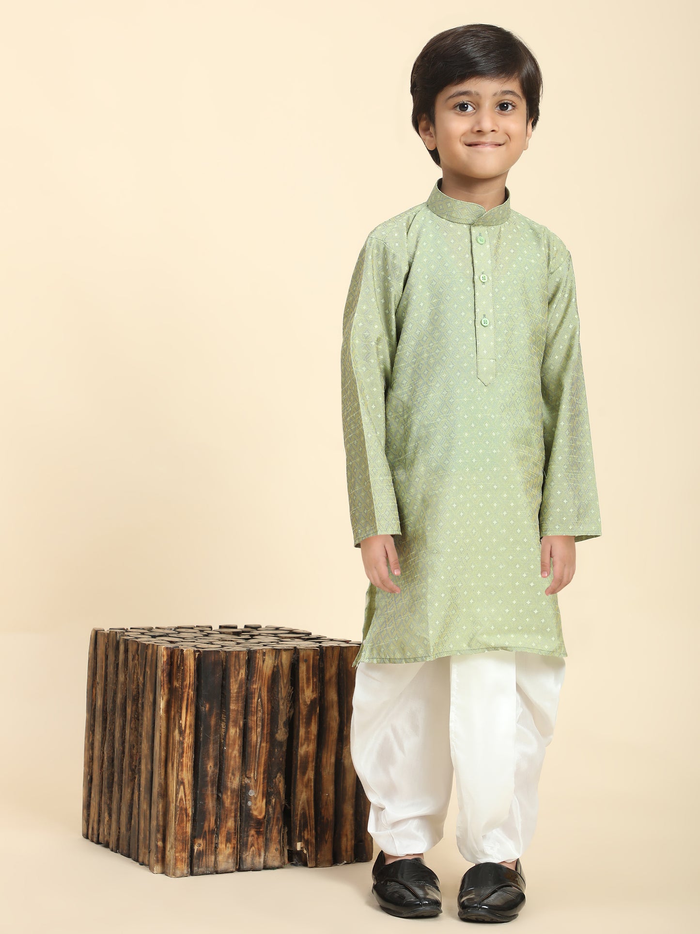 Pro-Ethic Style Developer Boys Traditional Dhoti Kurta For Kid's Ethnic Wear | Cotton Dhoti Kurta (Green)